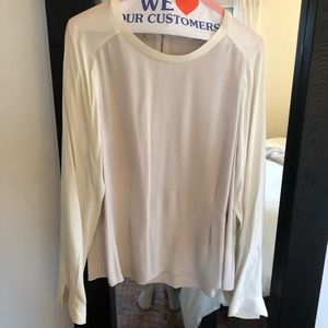 Rebecca Taylor Grey White Long Sleeve Blouse 10